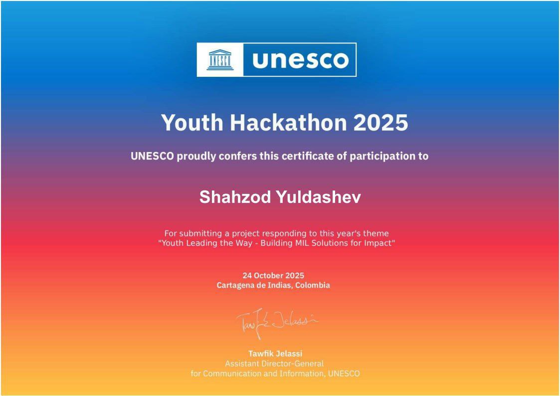 A STUDENT OF URGANCH STATE PEDAGOGICAL INSTITUTE ACHIEVED SUCCESS AT AN INTERNATIONAL COMPETITION ORGANIZED BY UNESCO!