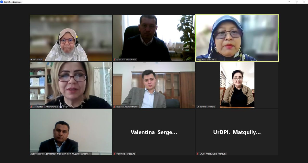 urspi.uz;MALAYZIYANING KEBANGSAN UNIVERSITETI, URGANCH DAVLAT PEDAGOGIKA INSTITUTI VA URGANCH DAVLAT UNIVERSITETI O‘RTASIDA ZOOM PLATFORMASI ORQALI UCHRASHUV BO‘LIB O‘TDI